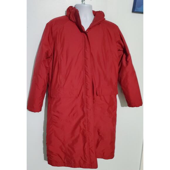 L..L. Bean Womens Red Long Thinsulate Hooded Jacket Size Large Cabincore Preppy - Picture 1 of 9